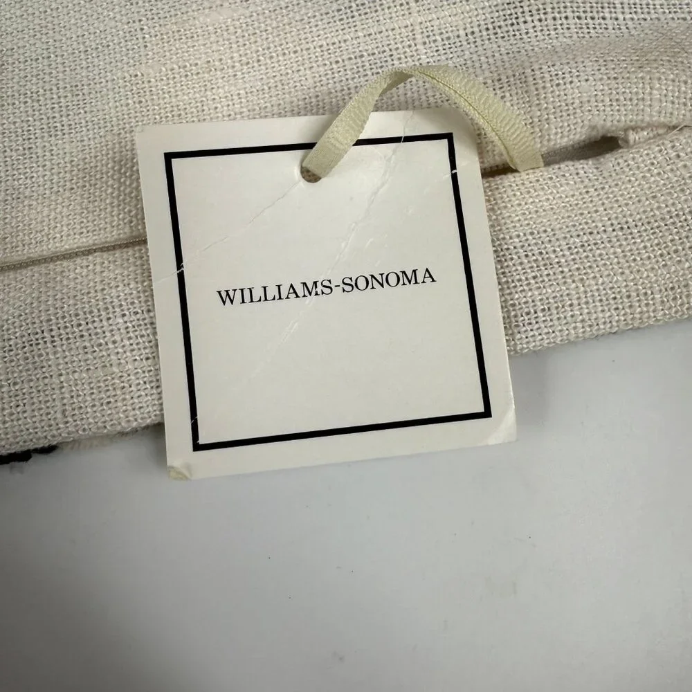 Williams-Sonoma Throw Pillow Cover Linen Velvet Applique Beige Geometric set of